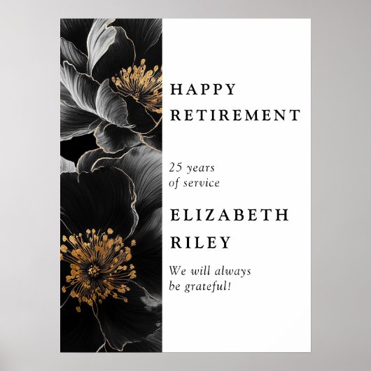 Moderne Chic Floral Happy Retirement Welkomstbord Poster (Voorkant)