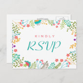 Moderne Chic Floral RSVP-respons Uitnodiging Briefkaart (Voorkant / Achterkant)