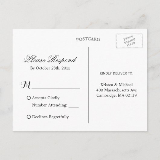 Moderne Chic Floral RSVP-respons Uitnodiging Briefkaart (Achterkant)