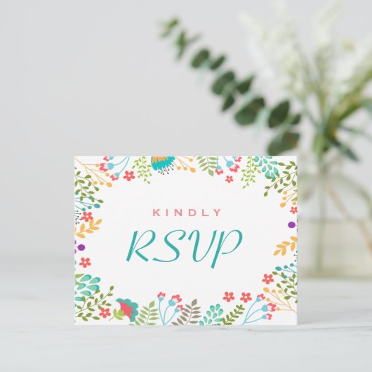 Moderne Chic Floral RSVP-respons Uitnodiging Briefkaart (Staand voorkant)