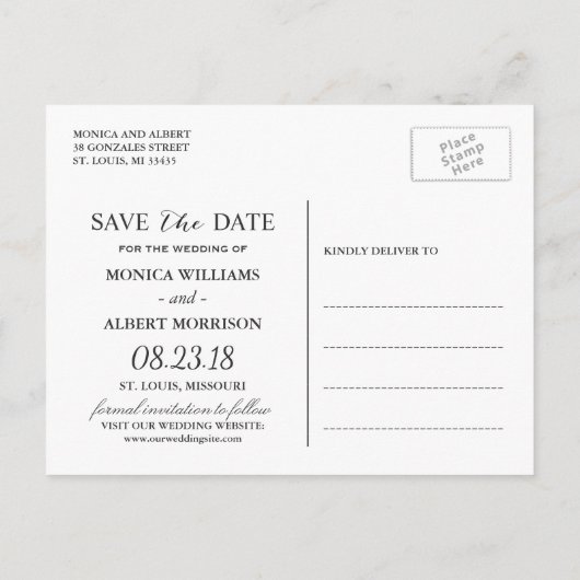 Moderne Chic Floral Save the Date Aankondigingskaart (Achterkant)