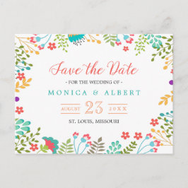 Moderne Chic Floral Save the Date Aankondigingskaart