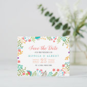 Moderne Chic Floral Save the Date Aankondigingskaart (Staand voorkant)