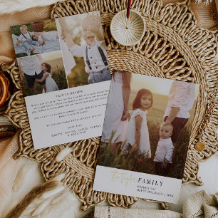 Moderne Chic Folie Familie Foto Jaar in de Review Folie Feestdagenkaart