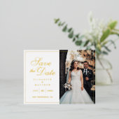 Moderne Chic Foto Bruiloft Save The Date Folie Uitnodiging Briefkaart (Staand Voorkant)