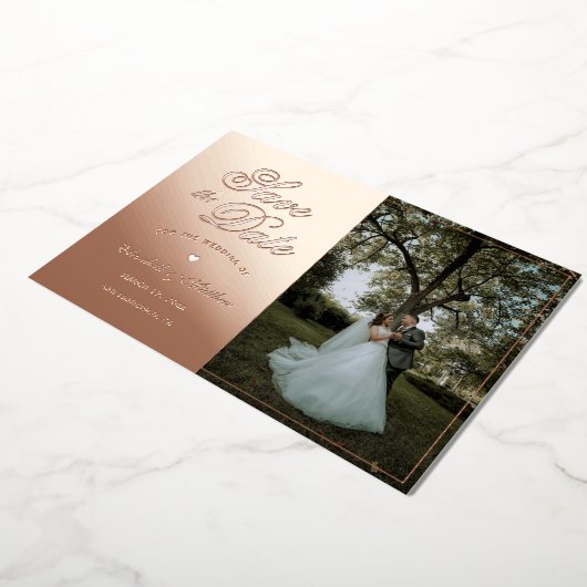 Moderne Chic Foto Collage Trouw Save The Date Folie Uitnodiging (Gedraaid)