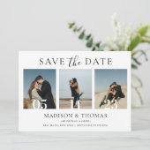 Moderne Chic Foto Collage Trouw Save The Date Kaart (Staand voorkant)