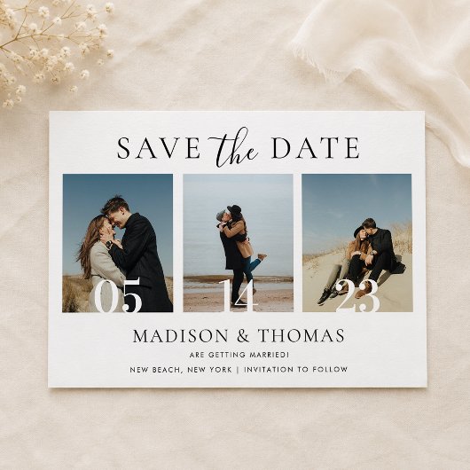 Moderne Chic Foto Collage Trouw Save The Date Kaart