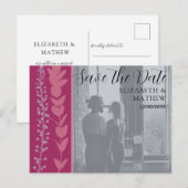 Moderne Chic Foto & Gebladerte Save the Date Aankondigingskaart (Voorkant / Achterkant)