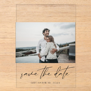 Moderne Chic Foto Landschap Save the Date Acryl Uitnodigingen