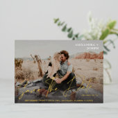 Moderne Chic Foto Lange Datum Save the Date Folie Uitnodiging (Staand Voorkant)