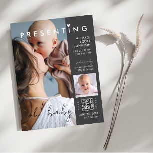 Moderne Chic Foto Tijdschrift Omslag Baby Geboorte Briefkaart