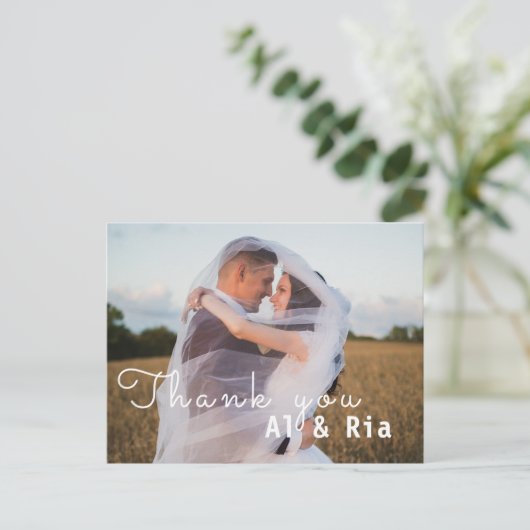 Moderne chic foto trouwkaart bedankkaart briefkaart (Staand voorkant)