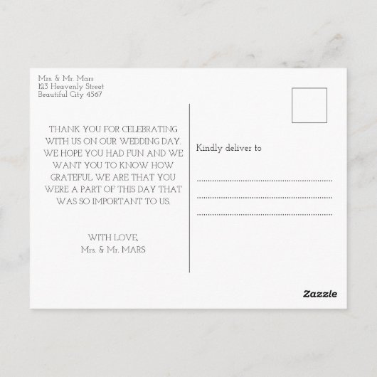 Moderne chic foto trouwkaart bedankkaart briefkaart (Achterkant)