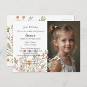 Moderne chic foto verjaardagsuitnodiging briefkaart (Voorkant / Achterkant)