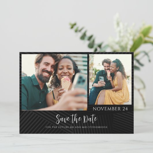 Moderne Chic Foto's Save the Date Aankondiging (Staand voorkant)
