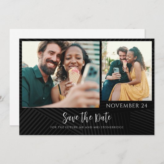 Moderne Chic Foto's Save the Date Aankondiging (Voorkant / Achterkant)