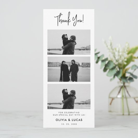 Moderne Chic Fotostrip Huwelijk Dank u (Staand voorkant)