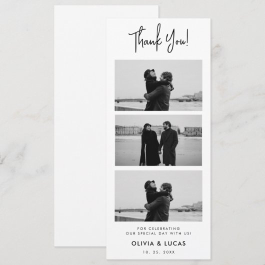 Moderne Chic Fotostrip Huwelijk Dank u (Voorkant / Achterkant)