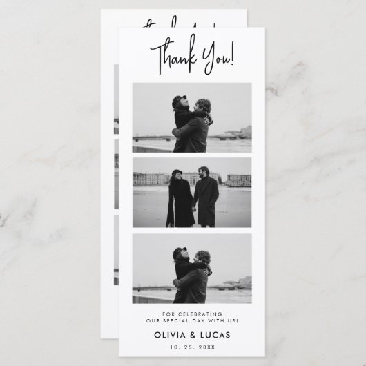Moderne Chic Fotostrip Huwelijk Dank u (Voorkant / Achterkant)