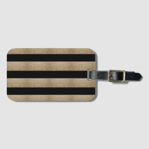 Moderne chic geometric black and gold stripes bagagelabel