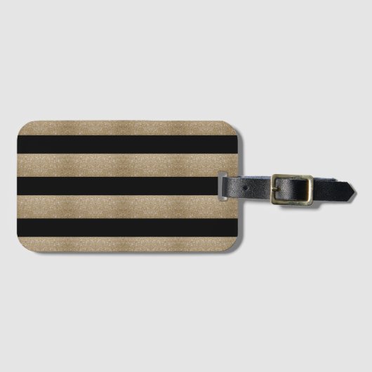 Moderne chic geometric black and gold stripes bagagelabel (Voorkant (horizontaal))