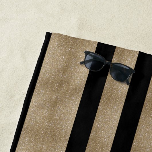 Moderne chic geometric black and gold stripes strandlaken (In situ)