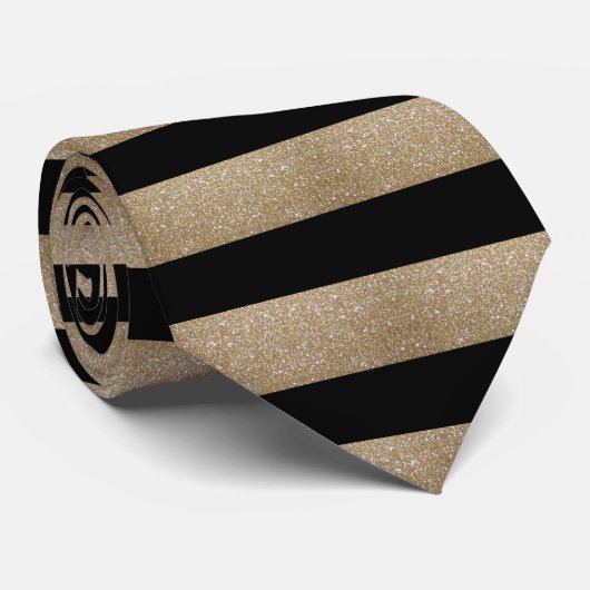 Moderne chic geometric black and gold stripes stropdas (Opgerold)