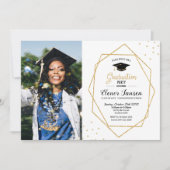 Moderne Chic Geometrische Afstudeerfeest Foto Kaart (Voorkant)