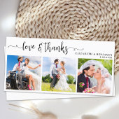 Moderne Chic Gepersonaliseerde 3 foto bruiloft Bedankkaart
