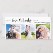 Moderne Chic Gepersonaliseerde 3 foto bruiloft Bedankkaart (Voorkant)