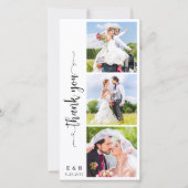 Moderne Chic Gepersonaliseerde Monogram 3 Fotobrui Bedankkaart (Voorkant)