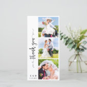 Moderne Chic Gepersonaliseerde Monogram 3 Fotobrui Bedankkaart (Staand voorkant)