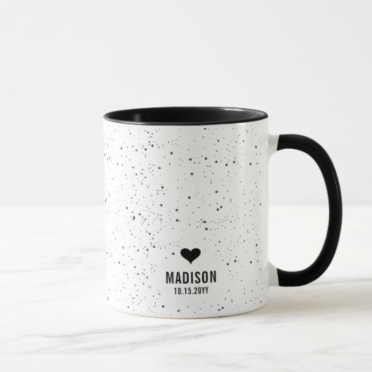 Moderne Chic Gepersonaliseerde Naam & Datum Trouwe Mok (Rechts)