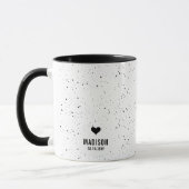 Moderne Chic Gepersonaliseerde Naam & Datum Trouwe Mok (Links)