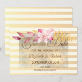 Moderne Chic Gestreepte Bloemen Bewaar de datum Save The Date (Voorkant / Achterkant)