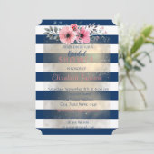 Moderne Chic Gestreepte Bloemen Bruidsdouche Kaart (Staand voorkant)