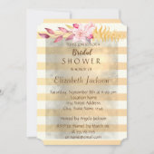 Moderne Chic Gestreepte Bloemen Bruidsdouche Kaart (Voorkant)