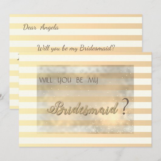 Moderne chic gestreepte bloemen bruidsmeisje kaart (Voorkant / Achterkant)