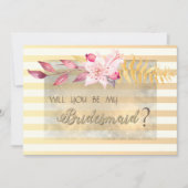 Moderne chic gestreepte bloemen bruidsmeisje kaart (Voorkant)