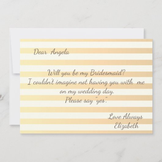 Moderne chic gestreepte bloemen bruidsmeisje kaart (Achterkant)