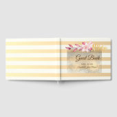 Moderne Chic Gestreepte Bloemen  Bruiloft Gastenboek (Volledig)