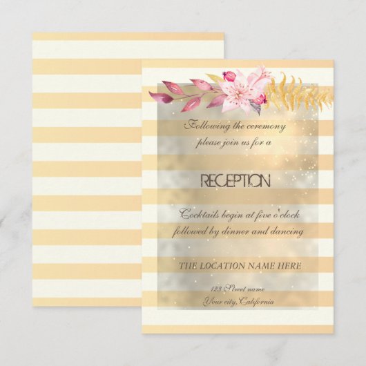 Moderne Chic Gestreepte Bloemen Ontvangst Kaart (Voorkant / Achterkant)