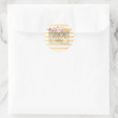 Moderne Chic Gestreepte Bloemen Ronde Sticker (Tas)
