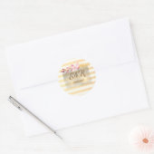 Moderne Chic Gestreepte Bloemen Ronde Sticker (Envelop)