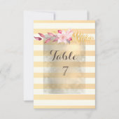 Moderne chic gestreepte bloemen tafelkaart kaart (Voorkant)