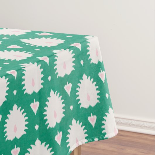 Moderne chic gestructureerd groen roze ikat patroo tafelkleed (Voorbeeld)