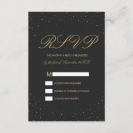 Moderne Chic Gold bespikkeld op zwarte RSVP Kaartje
