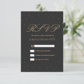 Moderne Chic Gold bespikkeld op zwarte RSVP Kaartje (Staand voorkant)