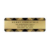 Moderne Chic Gold Buffalo Plaid Vrolijke Kerstmis Etiket (Voorkant)